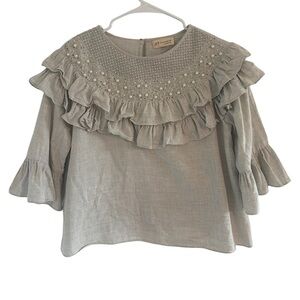 Philosophy Beaded Pearls Ruffle Blouse